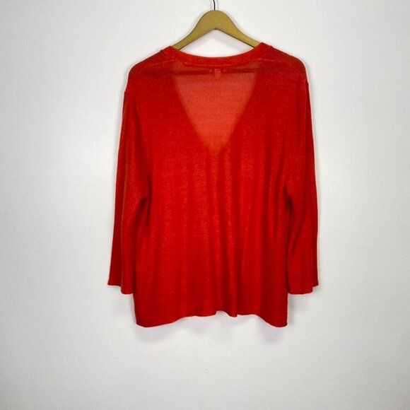 J. Jill Linen Blend Coral Single Button Knit Cardigan Sweater - Picture 10 of 11